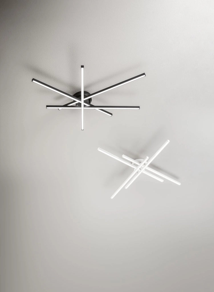 PLAFONIERA IN ALLUMINIO COLORE NERA SYNCRO LED 58W CCT 3000K 4000K 6000K 4060LM 90CM DIMMERABILE