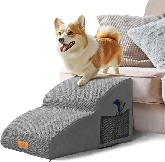 Trappola per cani per piccoli cani, scala per cani con 2 gradini, 30cm alto, trappola per animali per letto e divano, realizzata con spugna di alta densità, copertura lavabile, impermeabile trappola per gatti