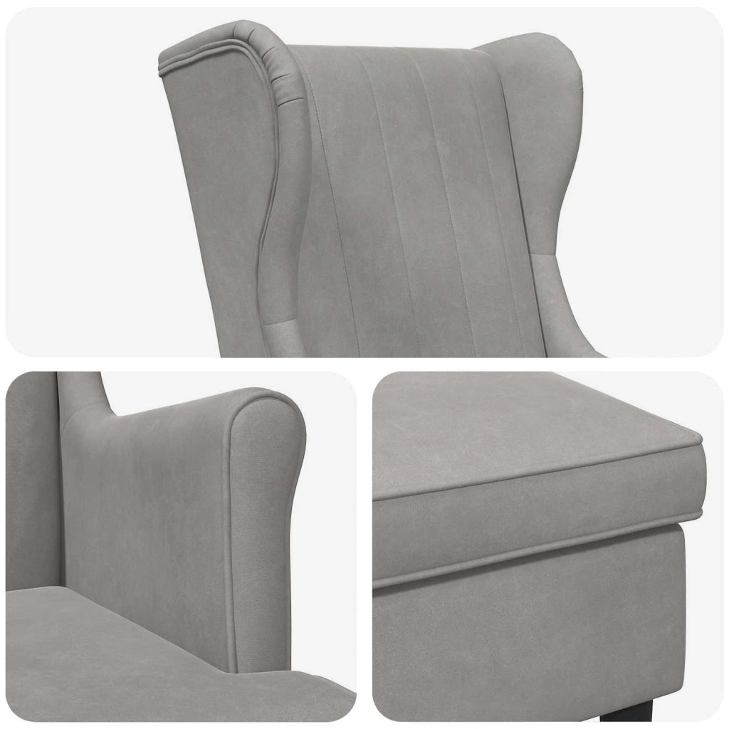 Poltrona con Ottomano 2 pz Grigio Chiaro Velluto 3418824
