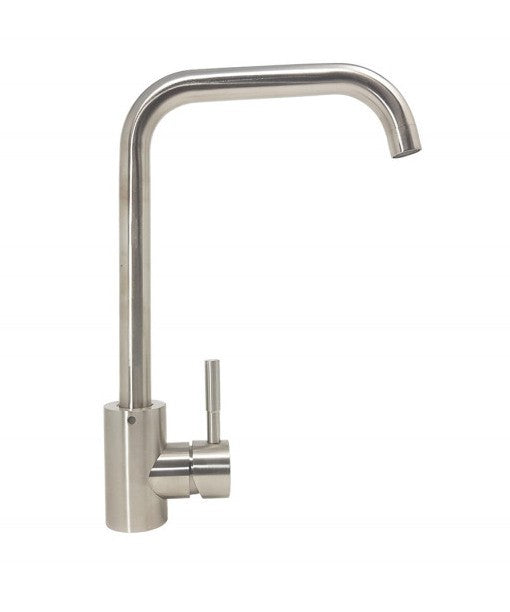 Rubinetto miscelatore per cucina in acciaio inox satinato con canna girevole