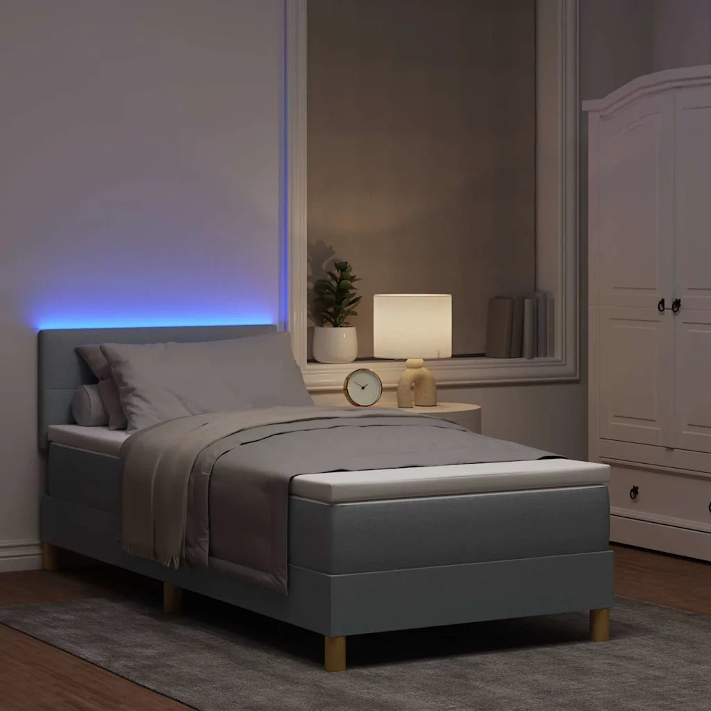 Letto a Sorgente LED con led Grigio chiaro 100 x 200 cm Tessuto