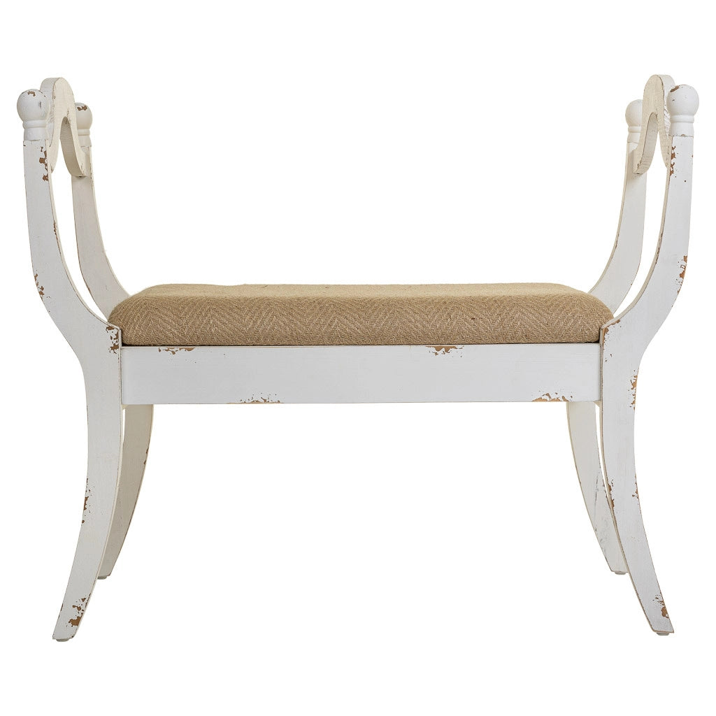 Sgabello imbottita in legno bianco 90x45,5x78h