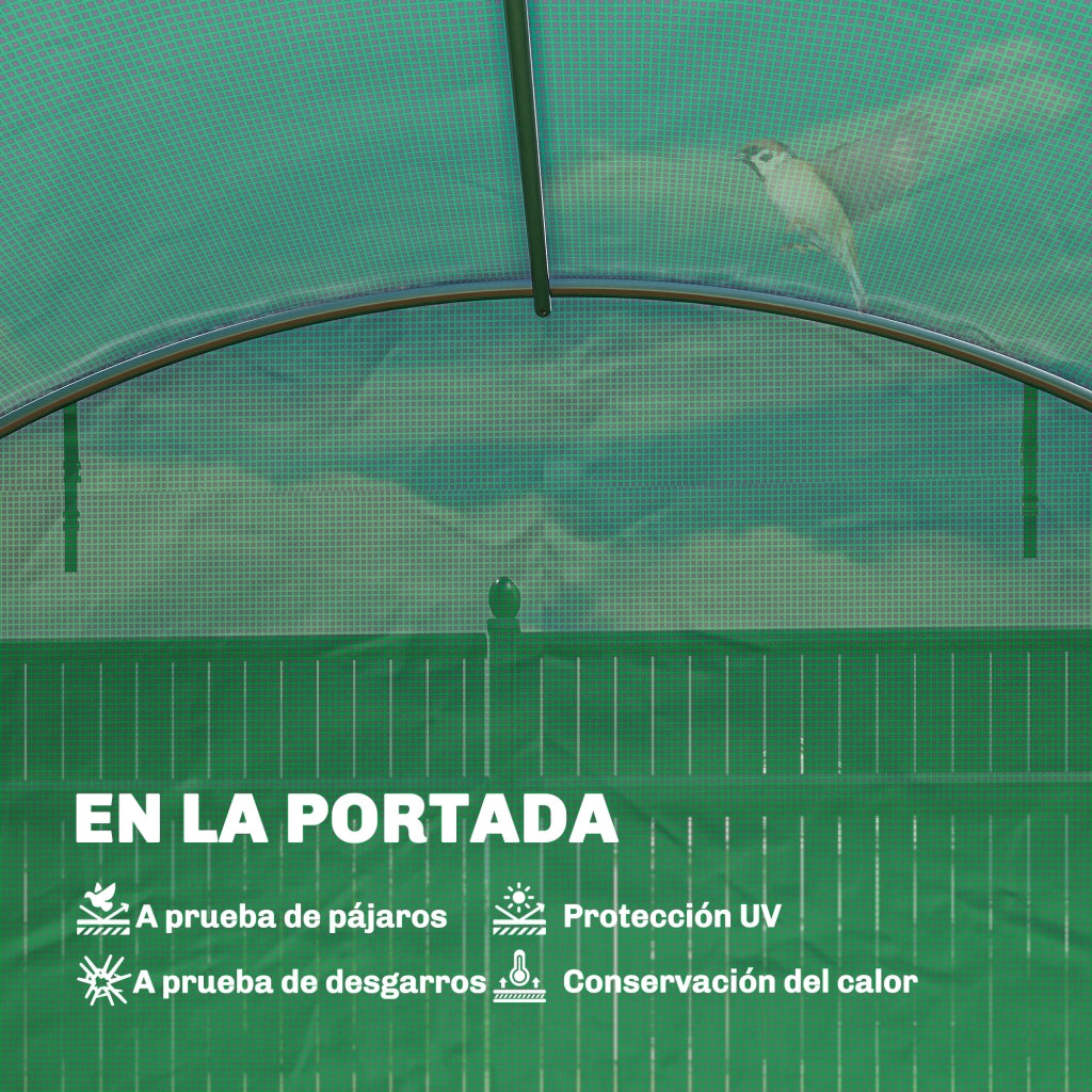 Serra Tunnel da Giardino ¨C Xylo ¨C PE Anti-UV Verde con 2 Porte Arrotolabili e Finestre a Rete