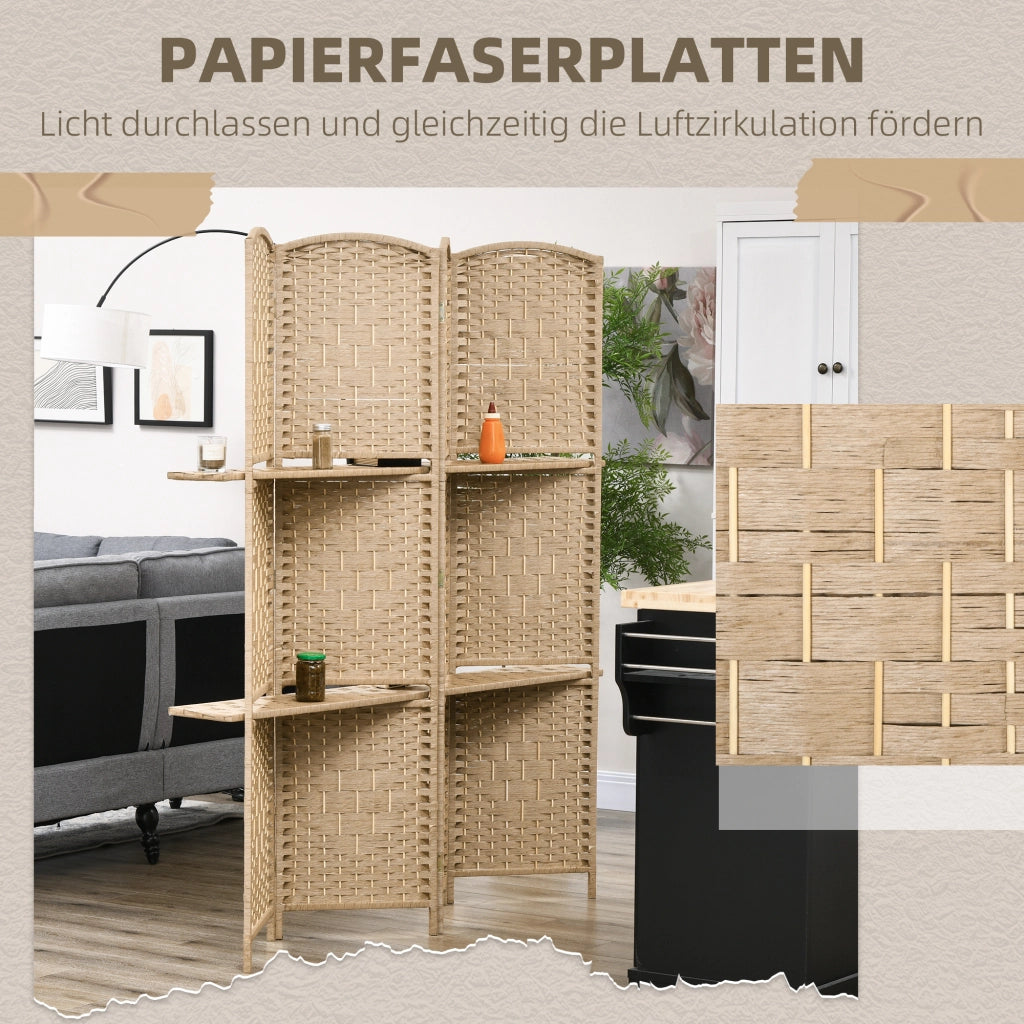 Paravent ¨C zephmum ¨C Naturholz 160x170 cm