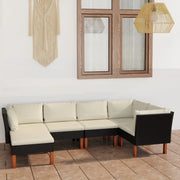 Set Divani da Giardino 6 pz con Cuscini in Polyrattan Nero 3059734