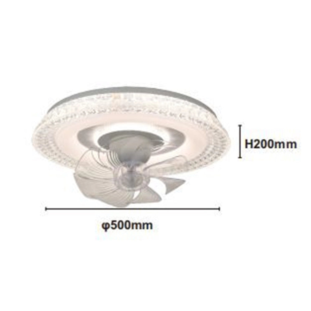 Trade Shop - Plafoniera Cristallo Con Ventola Lampada Soffitto Ventilatore Luce 3200k-6500k 33221 -