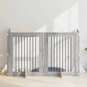 Cancello per cani con supporti 4 pcs Grigio Sonoma 80 x 100 cm