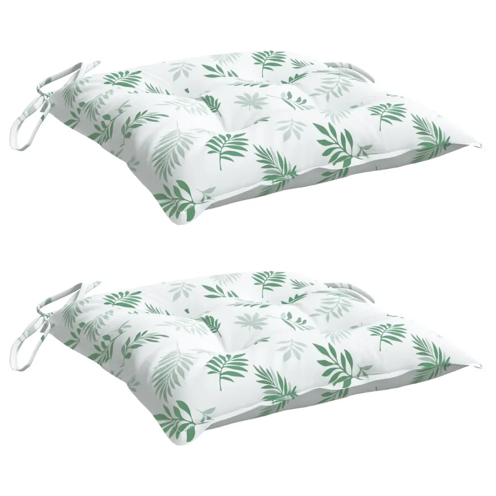 Cuscini per Sedia 2 pz Motivo a Foglie 40x40x7 cm Tessuto 361495