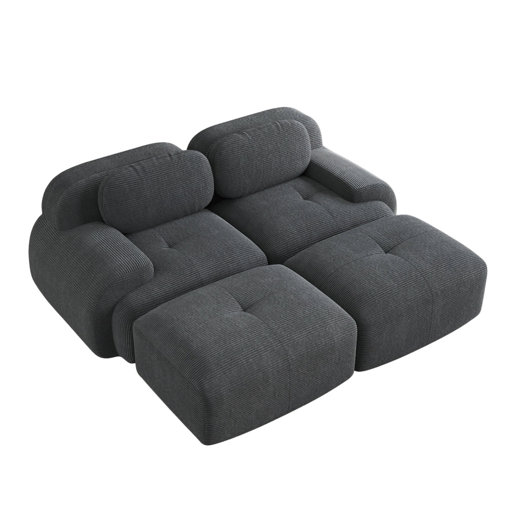 Divano modulare 208x178 cm grigio in velluto a coste, senza montaggio