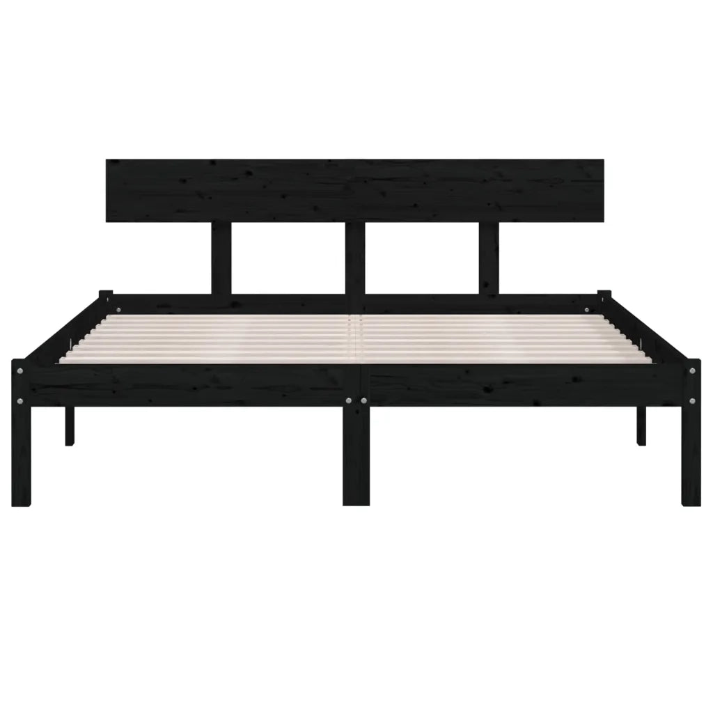Giroletto Nero in Legno Massello di Pino 140x200 cm 810151