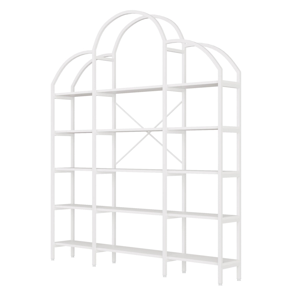 Scaffale a 5 ripiani in MDF e metallo bianco 170x26x190 cm