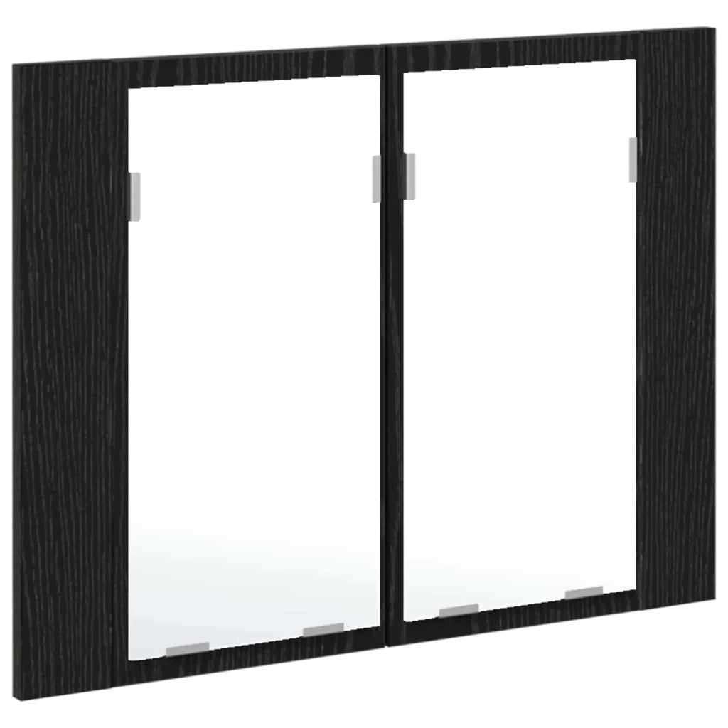 Mobiletto per specchio da Bagno | Armadio da bagno Rovere Nero 60 x 12 x 45 cm