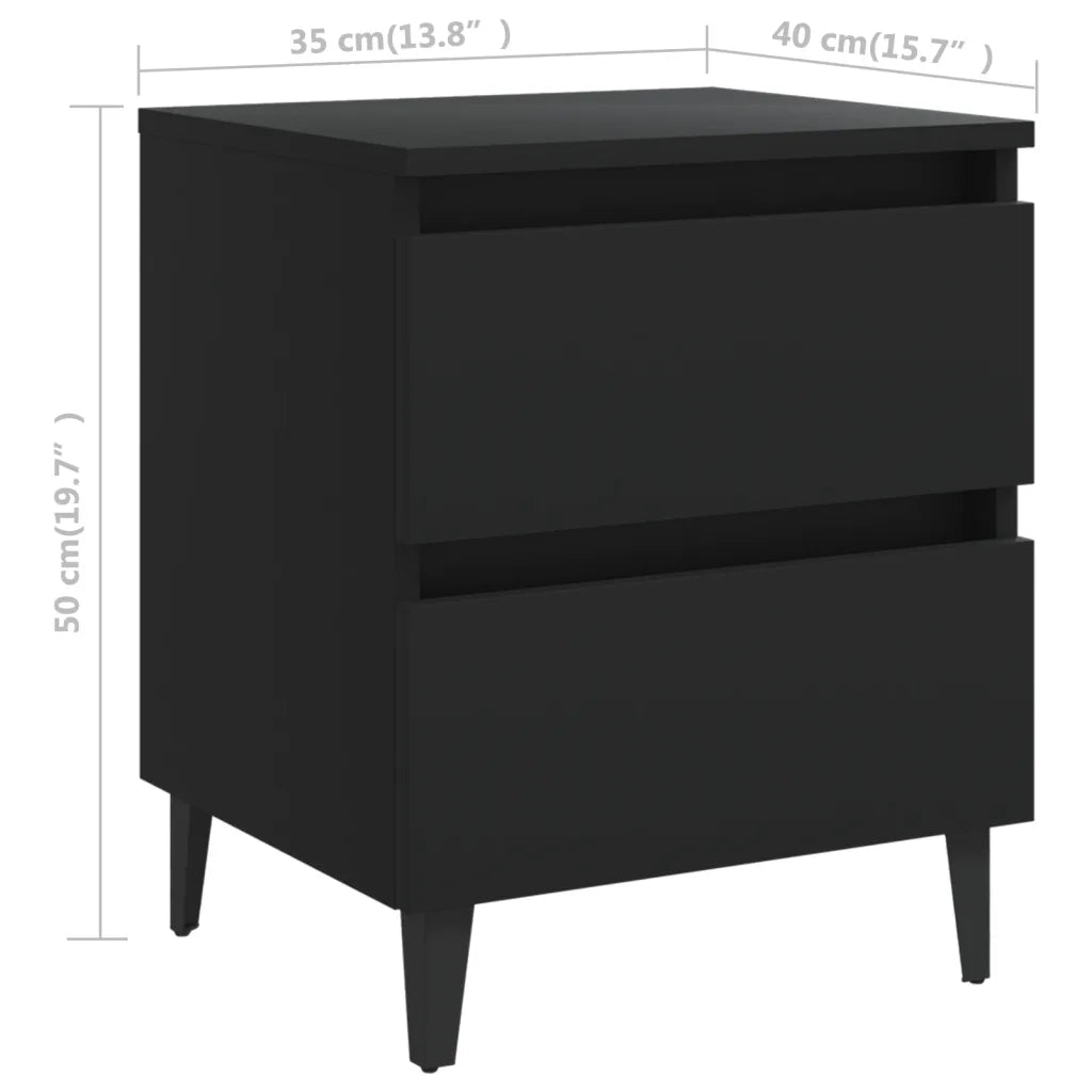 Comodini 2 pz Neri 40x35x50 cm in Truciolato cod mxl 54222