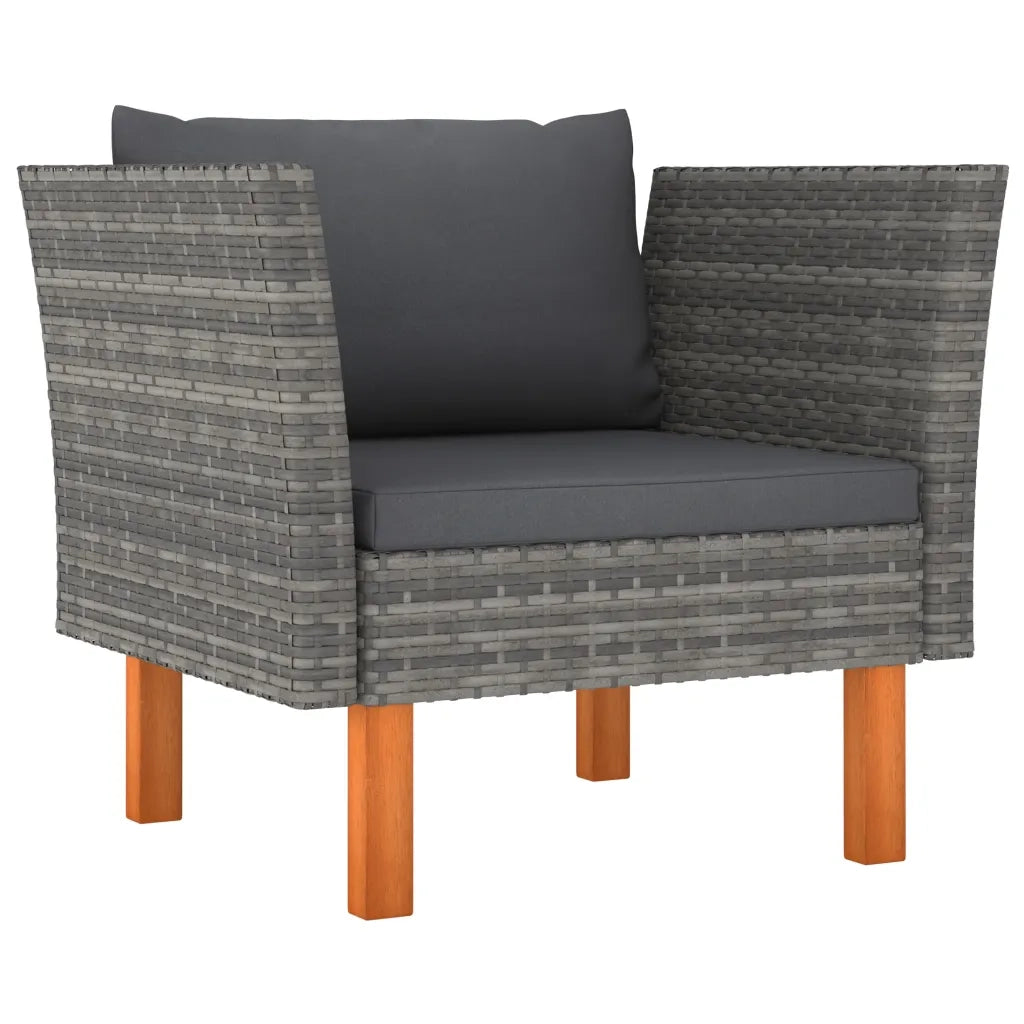 Divano da Giardino in Polyrattan e Massello di Eucalipto cod mxl 70676