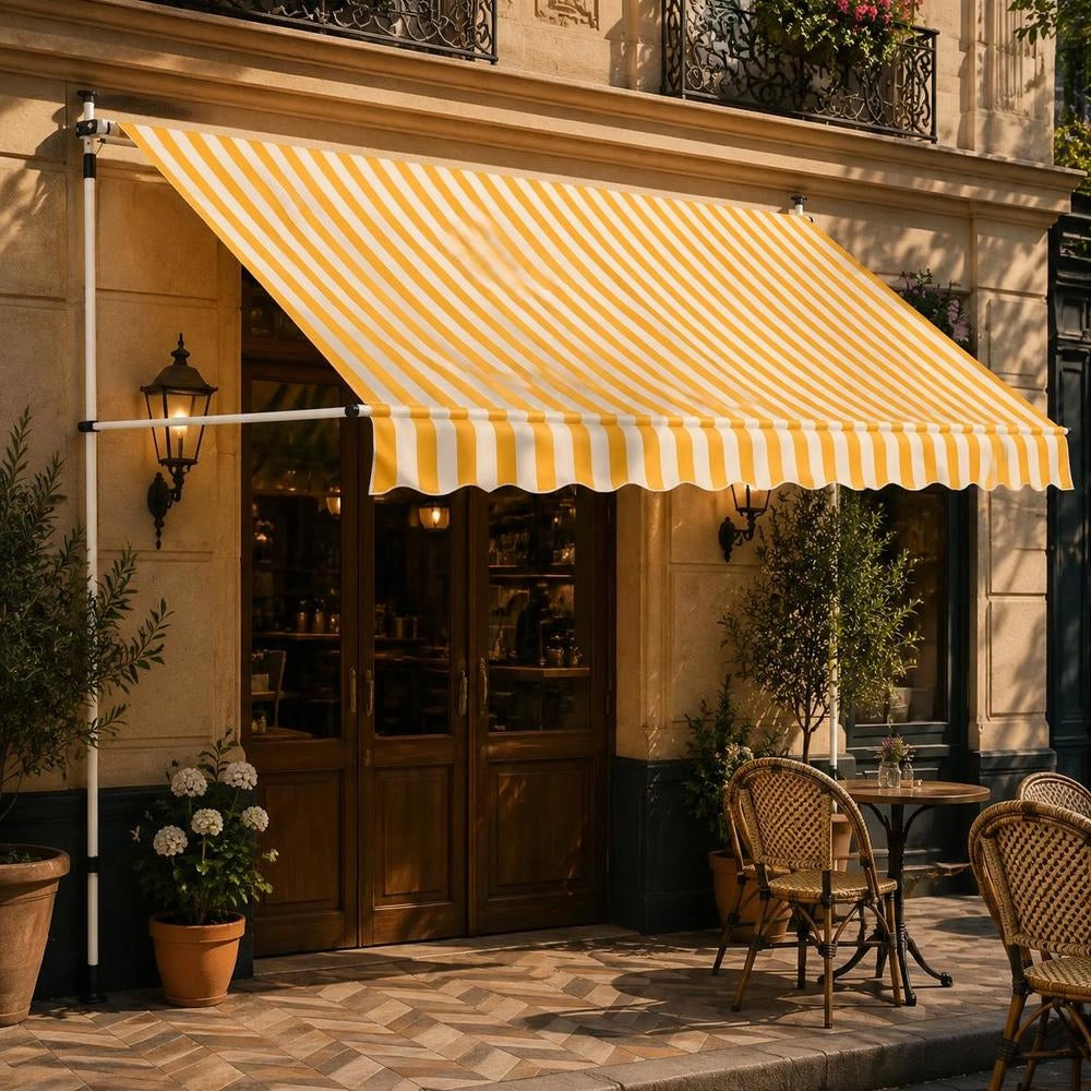 Retractable Awning, Manually Operated, 250 Cm, Orange/white Striped