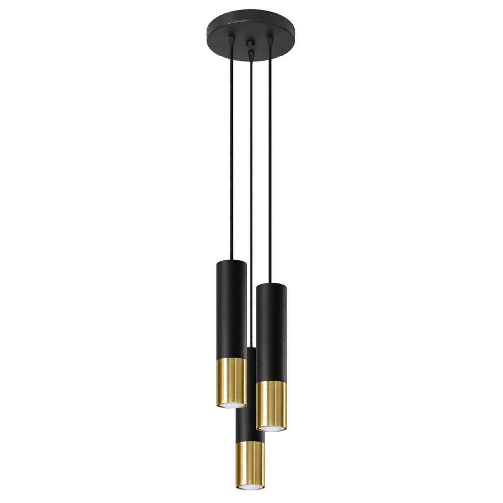 Lampadario SPIREXEZ 3 luci nero/oro GU10 Pure Lume GIRALO