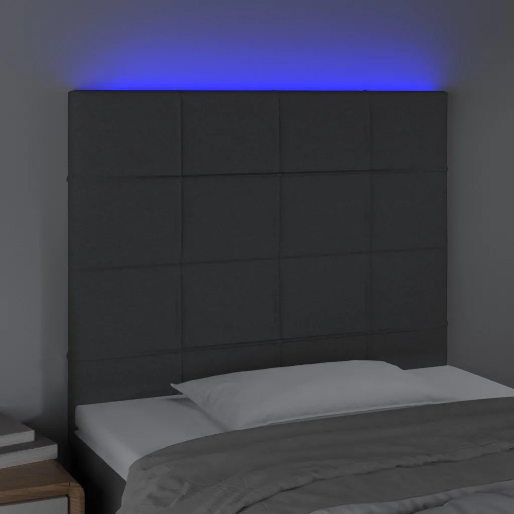 Testiera a LED-Testata con LED Grigio Scuro 80x5x118/128 cm in Tessuto 259791