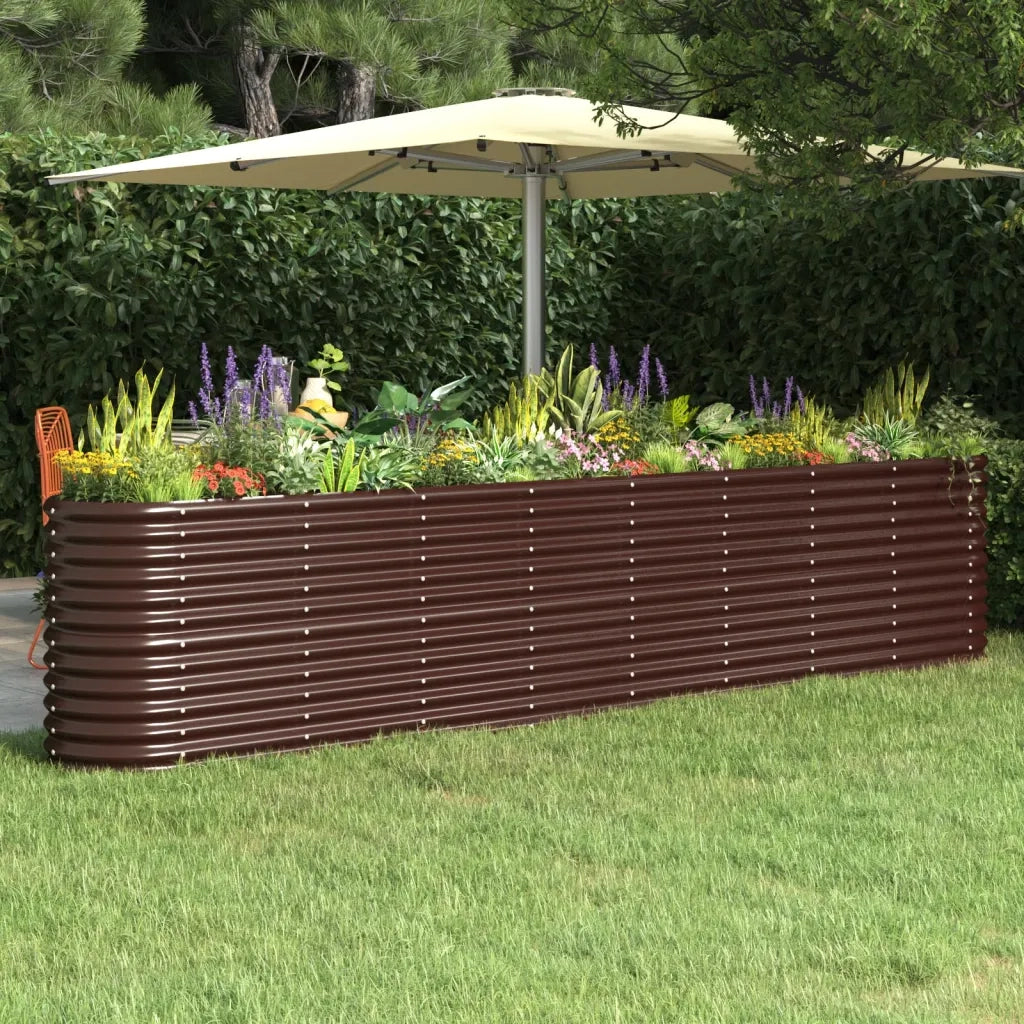 Letto Giardino Acciaio Zincato 332x40x68cm Marrone 318910