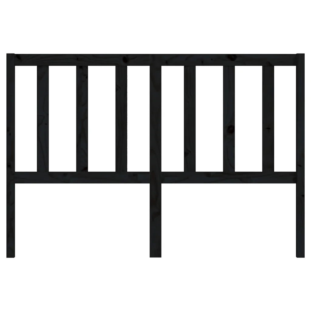 Testiera per Letto Nera 146x4x100 cm in Legno Massello di Pino 817744