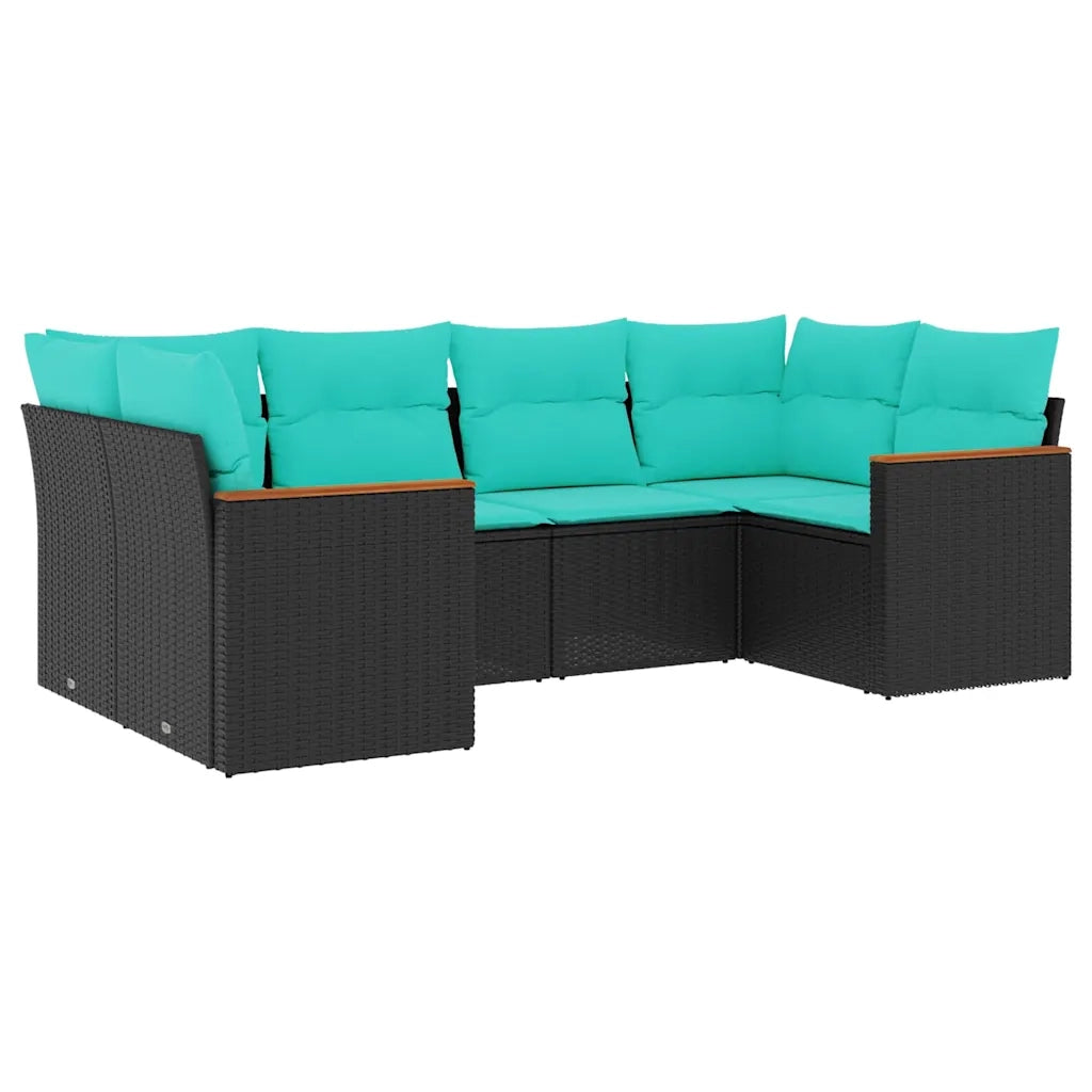 Set Divani da Giardino 6 pz con Cuscini Nero in Polyrattan 3226260