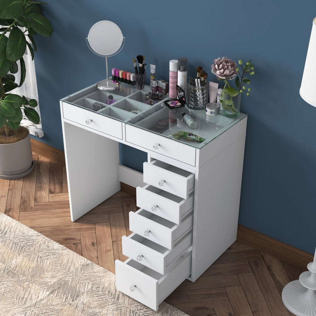 Comodino "Soma" con cassetti in legno incorporati - 90 x 44 x 80 cm - Bianco