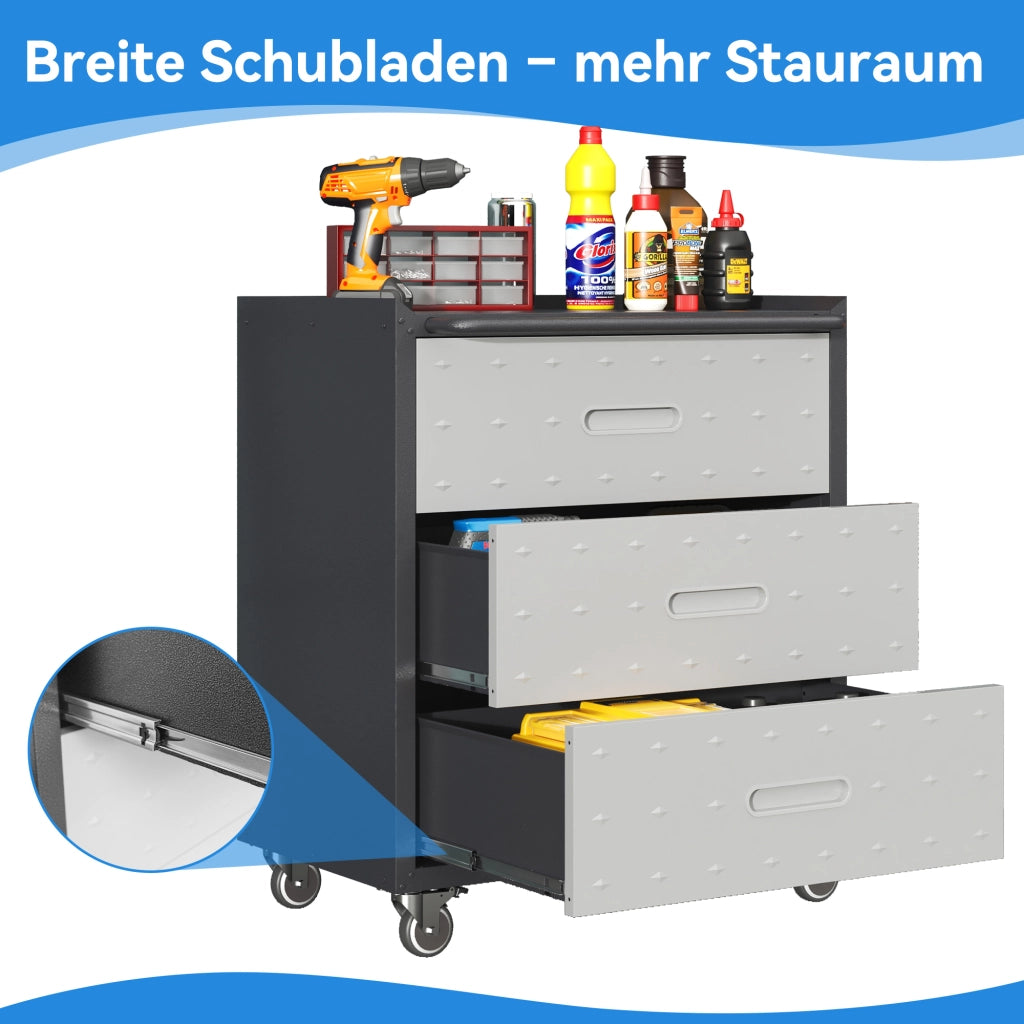 Mobile per attrezzi in metallo con ruote ¨C zephmum ¨C 75x42x88 cm, nero/grigio