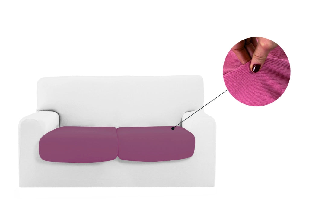 Copridivano Copriseduta Sofà Elasticizzato Tinta Unita Smile Tessuto Millerighe - Seduta 2 Posti - Rosa Antico