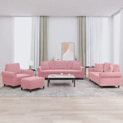 Set di Divani 4 pz con Cuscini Rosa in Velluto
