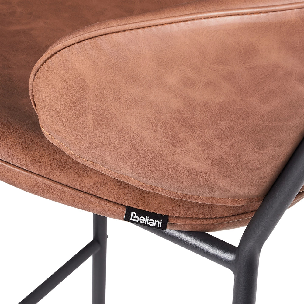 Set di 2 sedie da bar con seduta imbottita in tessuto marrone senza braccioli senza braccioli schienale curvo stile moderno
