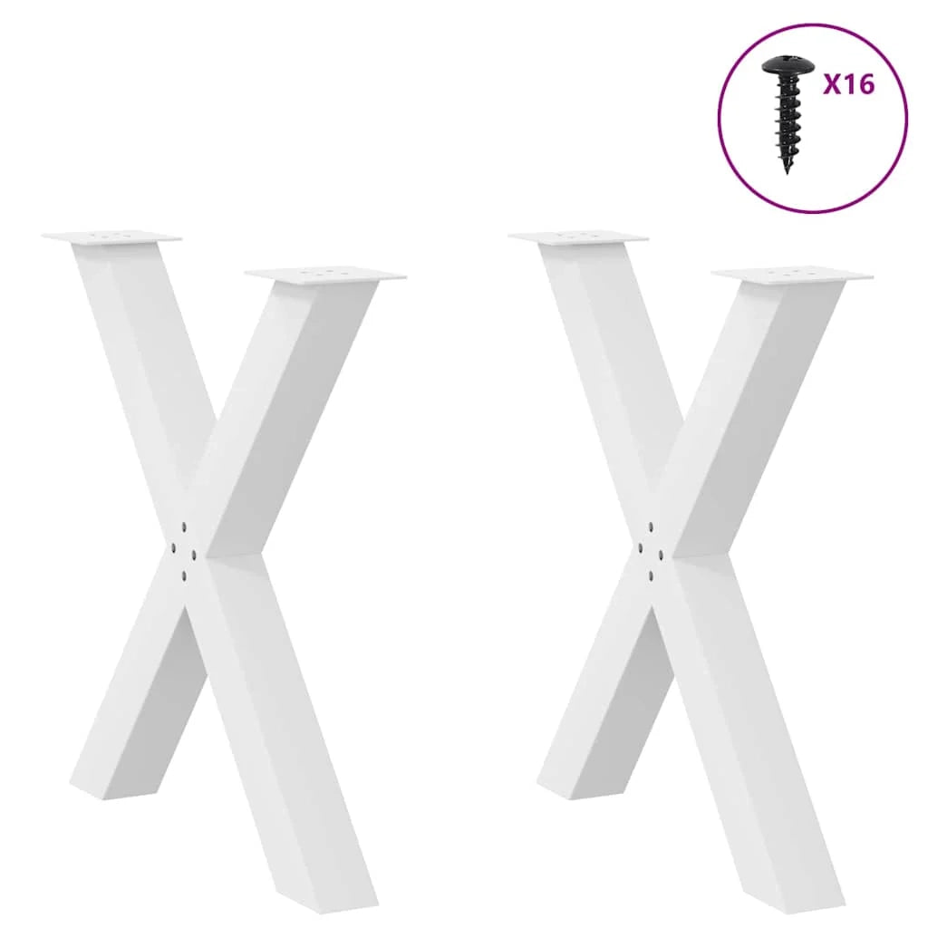 Set di 2 gambe per tavolo da pranzo a forma di X robuste e dal design moderno 80 x 72-73 cm acciaio bianco 02_0057253