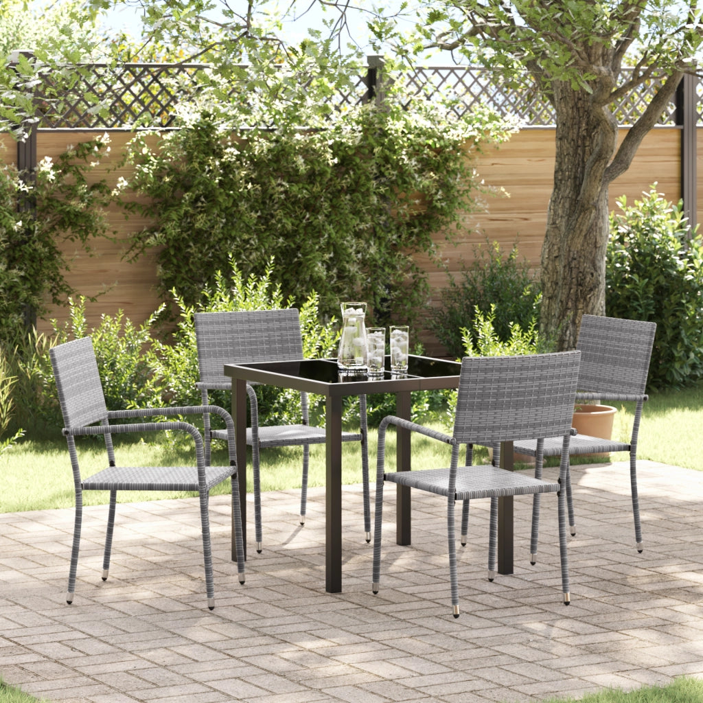 Set di Mobili da Giardino da 5 Pezzi Grigio Polyrattan