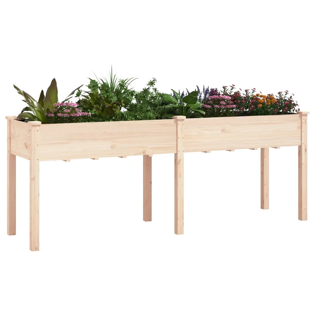 Fioriera con Fodera-Vaso-Contenitore per Piante 203x53x76 cm Legno Massello di Abete