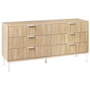 Cassettiera MDF 6 Cassetti marrone chiaro Maniglie Scanalate Frontali Design Moderno Camera da letto Soggiorno