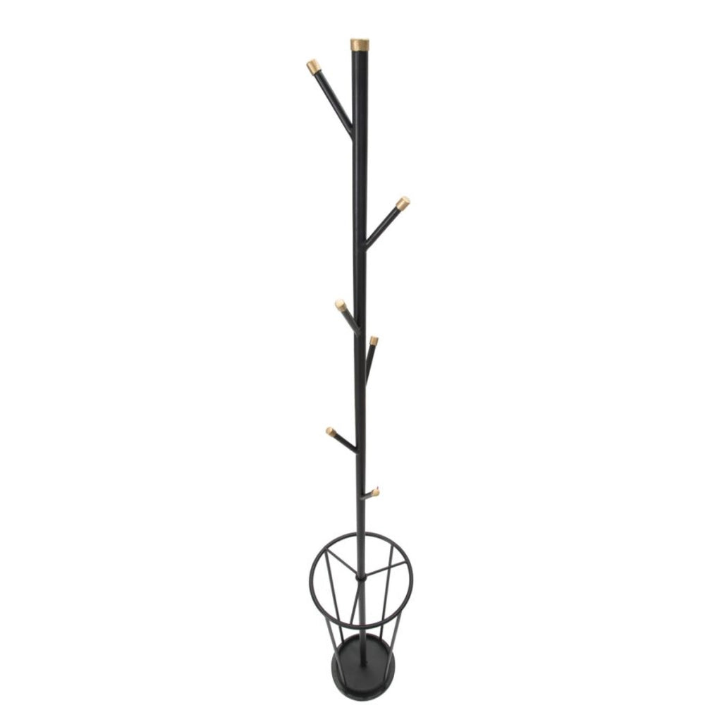 Appendiabiti e portaombrelli Glam Black in ferro nero e gold – H 176 cm