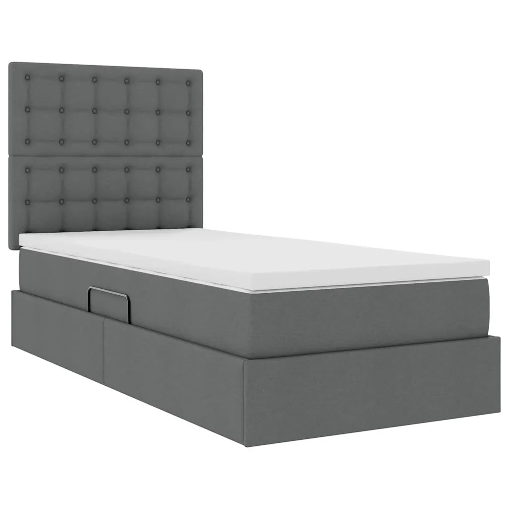 Letto con contenitore e materasso Grigio scuro 90 x 200 cm
