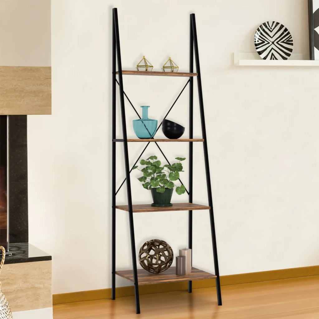 IDMarket - Scaffale a scala 4 livelli in legno invecchiato 170 cm design industriale HAWKINS