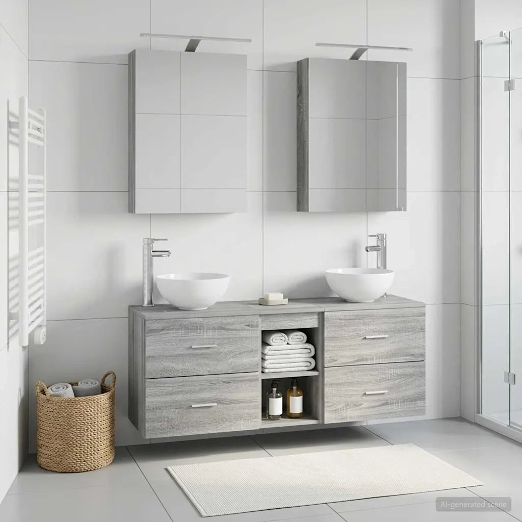 Set di Armadi da Bagno 5 pcs Sonoma grigio 50 x 14,5 x 70 cm 3406676