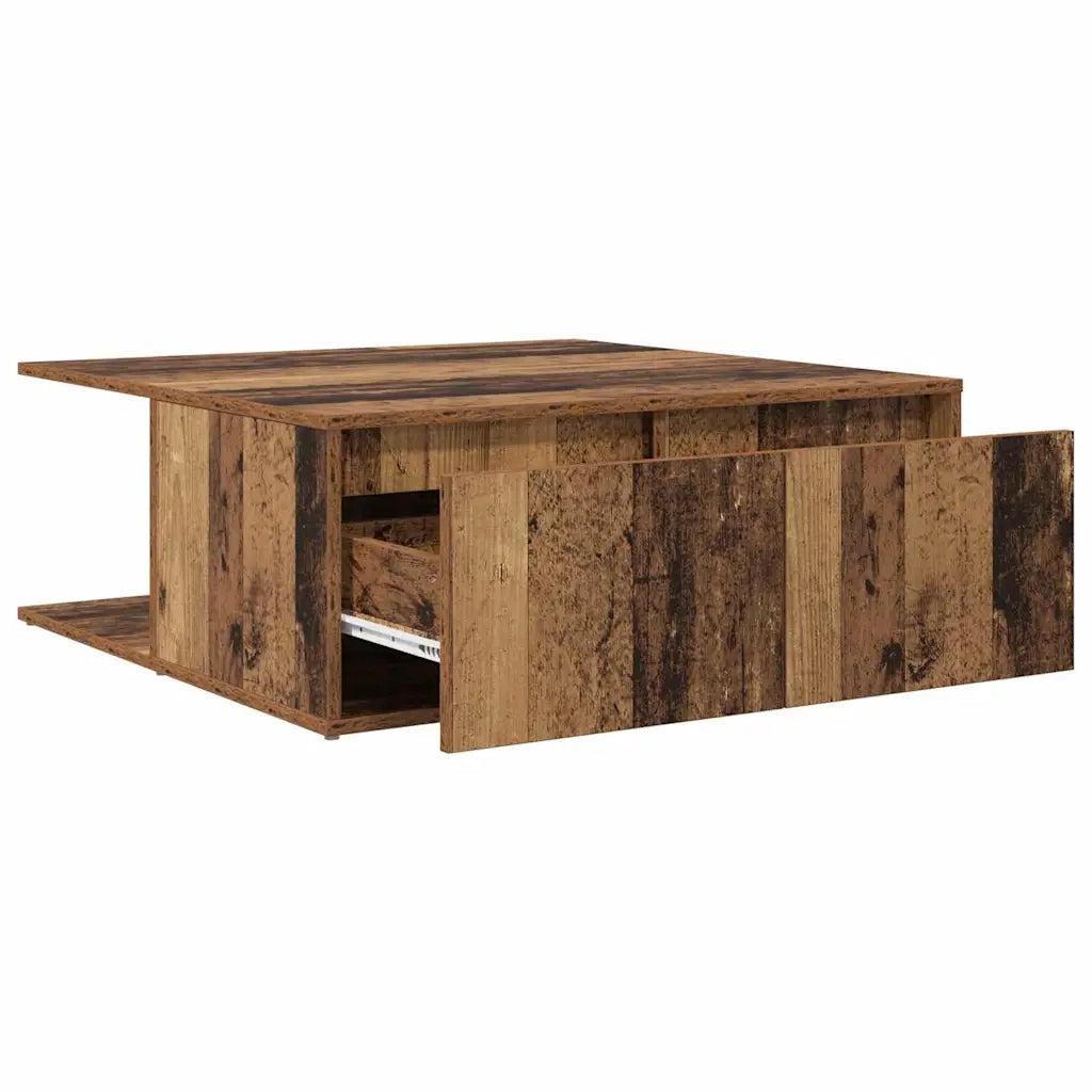 vidaXL Tavolino da salotto with Drawer Legno antico 80 x 80 x 31 cm