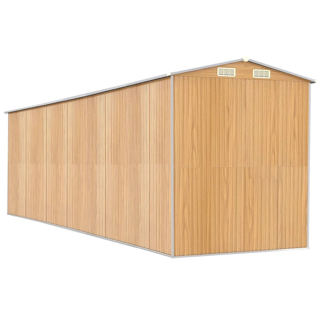 Casetta da giardino cabina ripostiglio casetta da esterno robusta casetta per attrezzi colore chiaro 192 x 689 x 223 cm acciaio zincato marrone 02_0022308