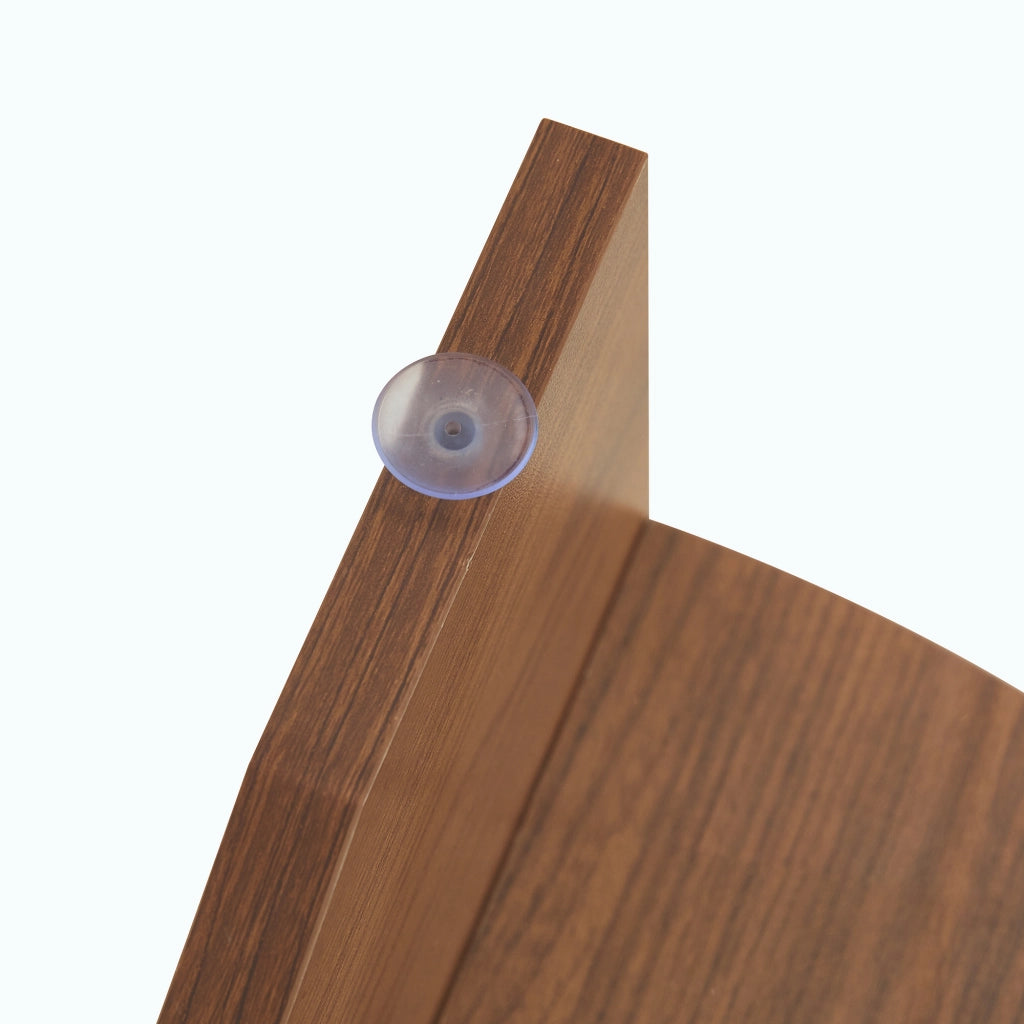 TAVOLINO Rotondo Ø 80 cm in Vetro di Sicurezza Trasparente e MDF Effetto Noce