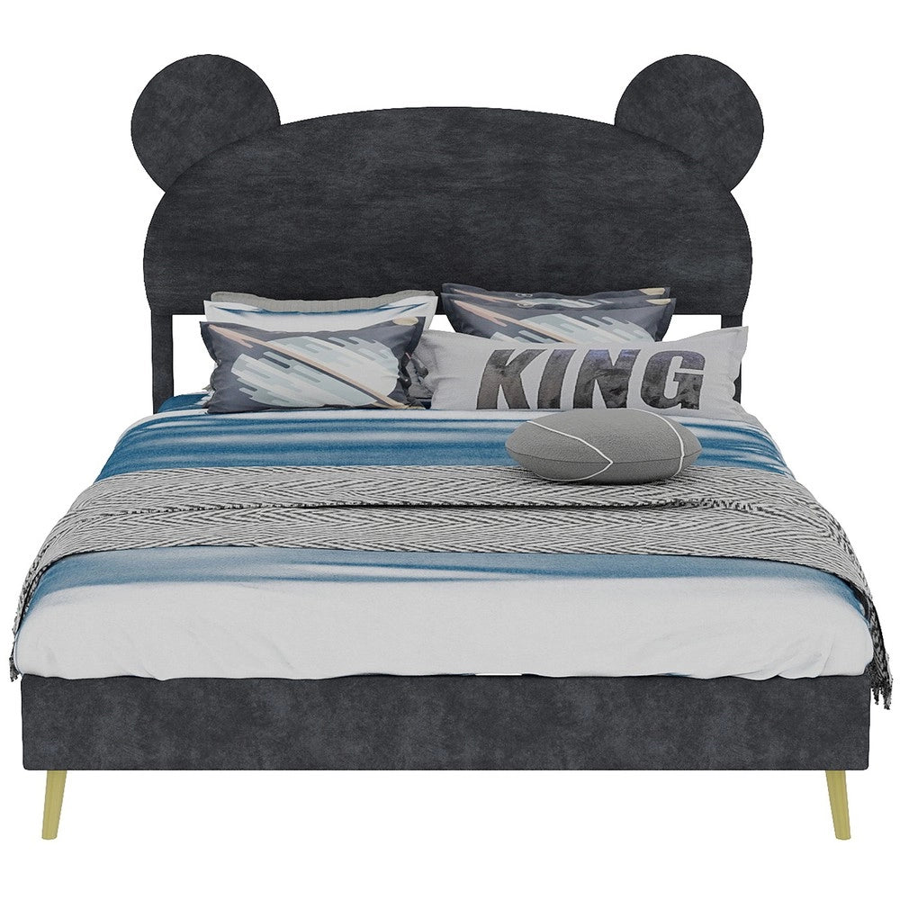 Letto imbottito con testiera ¨C Minimal ¨C grigio velluto 140x200 cm