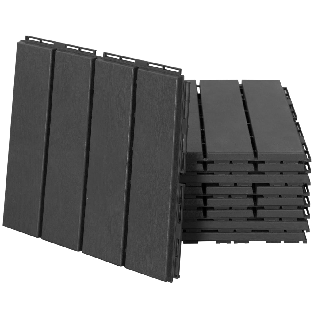 PIASTRELLE DA TERRAZZO Set da 9 pezzi 30x30 cm Plastica Nera