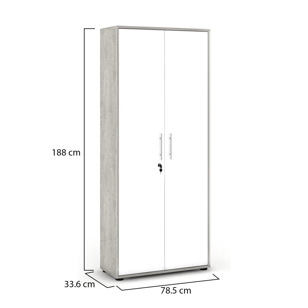 Saponara, Armadio Multiuso 2 Ante Cassetti, 79x188h cm Grigio Cemento