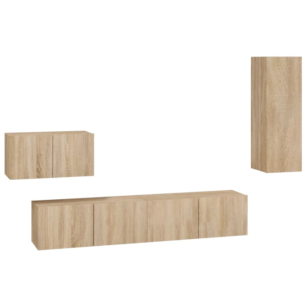 Set di Mobili Porta TV 4 pz-Credenza per TV Rovere Sonoma in Legno Multistrato 965664