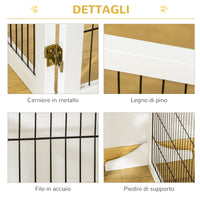 Cancelletto di Sicurezza per Cani di Piccola/Media Taglia 432x36x70 cm 6 Pannelli Pieghevoli in Legno e Acciaio Bianco