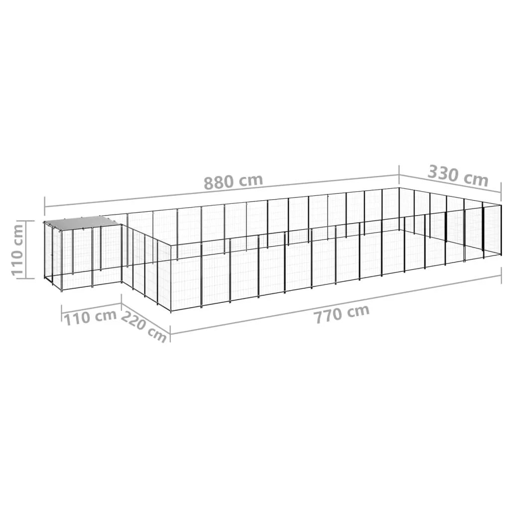 Recinto per animali da esterno per cani 26,62 m² 110 cm acciaio nero 02_0000516