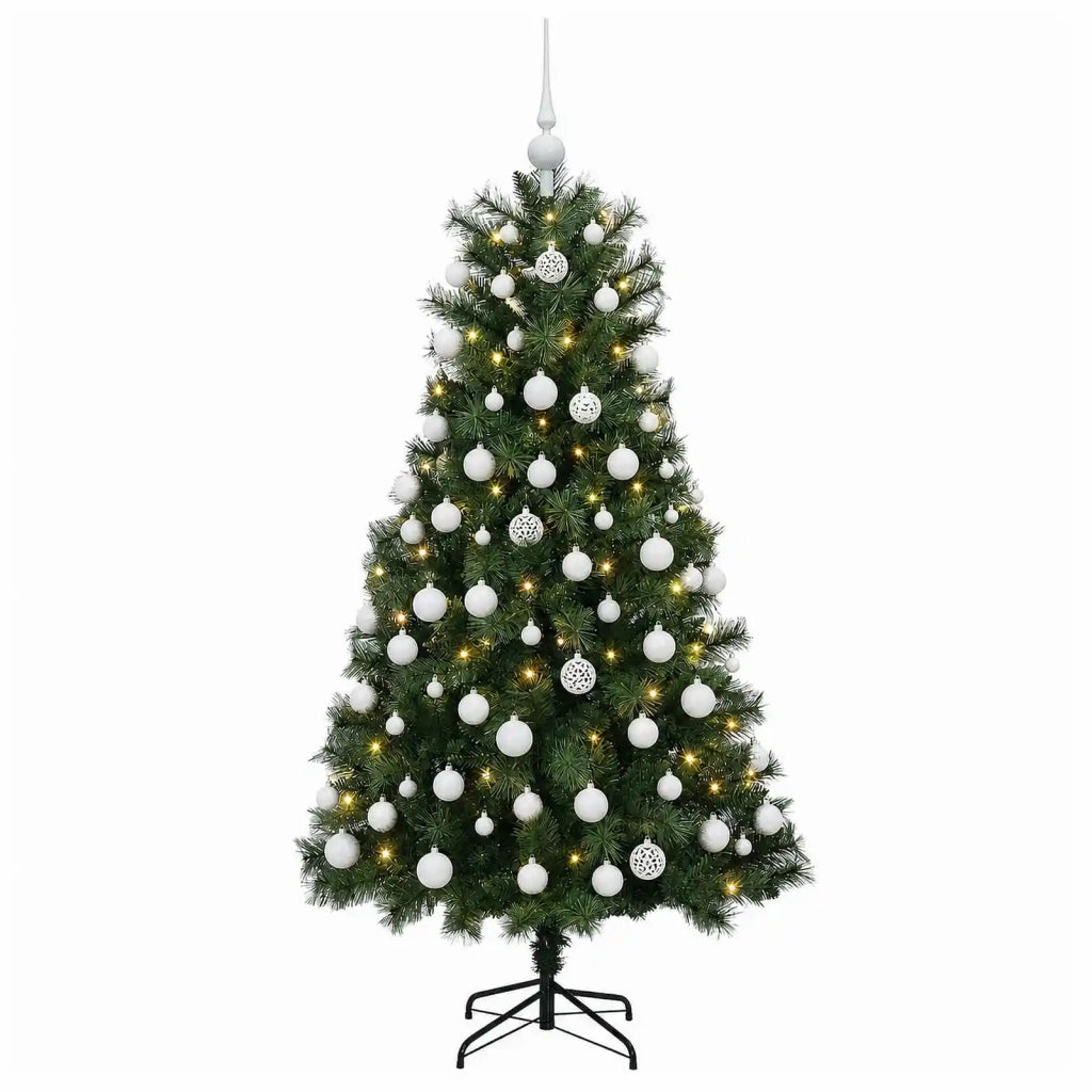 Albero di Natale artificiale con rami snodati e palline 150 cm 3466126