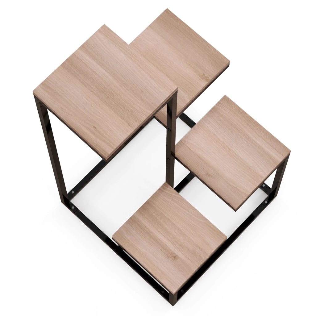 Scaffale per Piante a 4 Livelli 40x40x75,5 cm in Acciaio e Legno Marrone e Nero