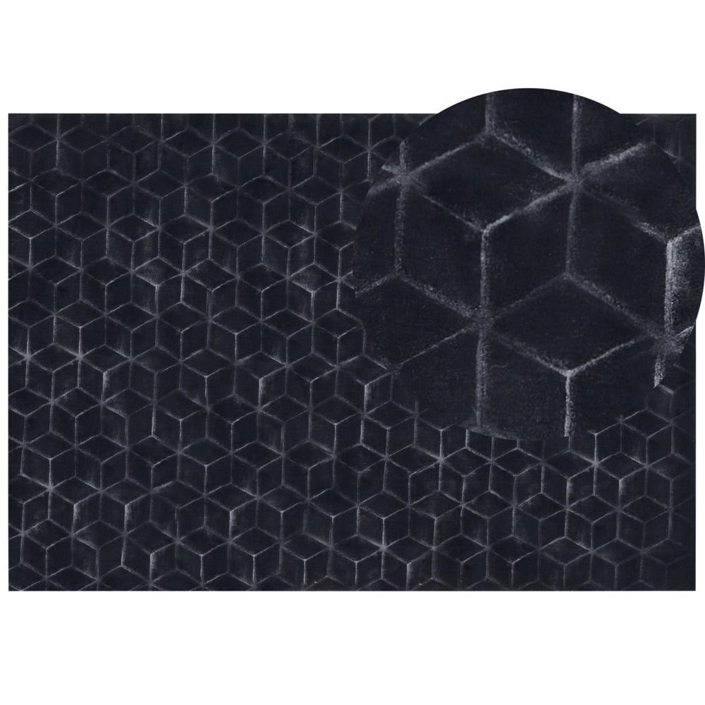 Tappeto in finta pelliccia di coniglio nero Pelliccia artificiale di poliestere 160 x 230 cm Tappeto morbido Shaggy ad alto pelo