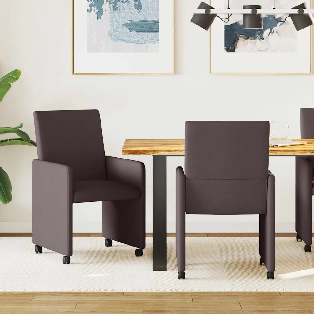 Sedie da Pranzo con Ruote 2 pcs Marrone Scuro 57 x 66 x 94 cm 42017811